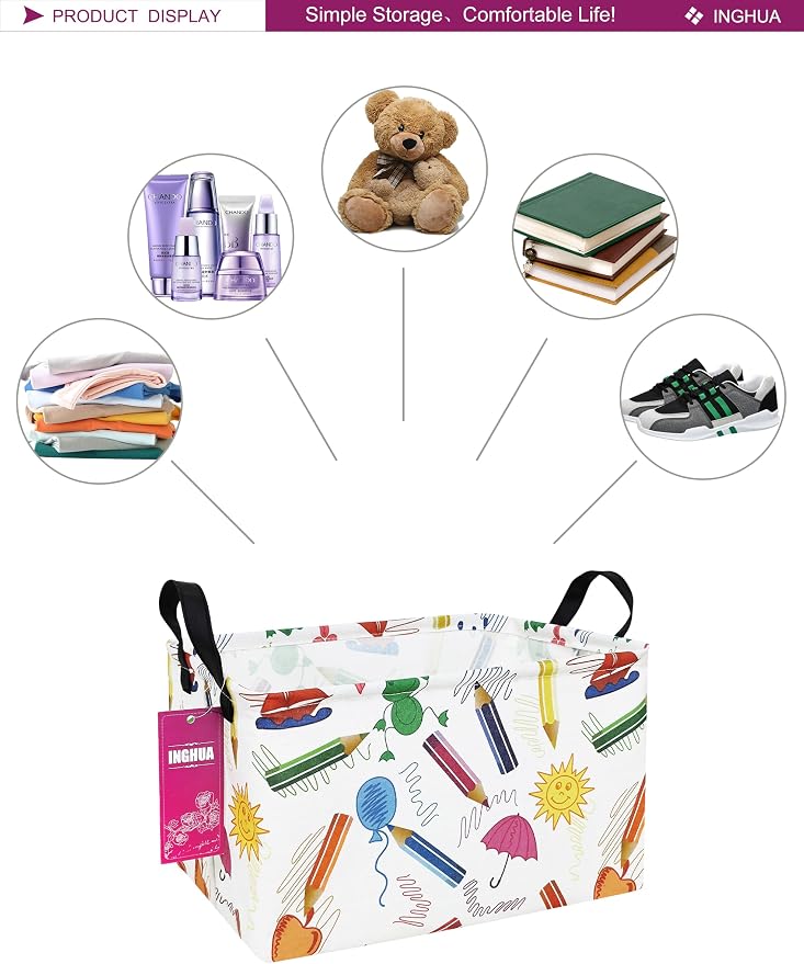 Rectangular Storage Basket Fabric Organizer Bin - Image 3
