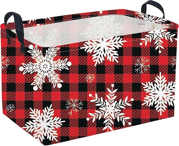 Rectangular Christmas Baskets, Snowflakes Basket Empty, Waterproof PE Coating by Sanjiaofen