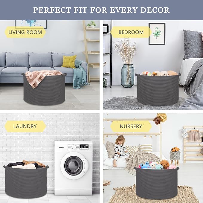 Extra Large Blanket Basket 87L, Laundry Hamper, Baby Nursery Hamper - Image 3