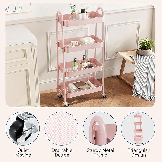 NEWBULIG 4-Shelf Rolling Utility Cart - Image 2
