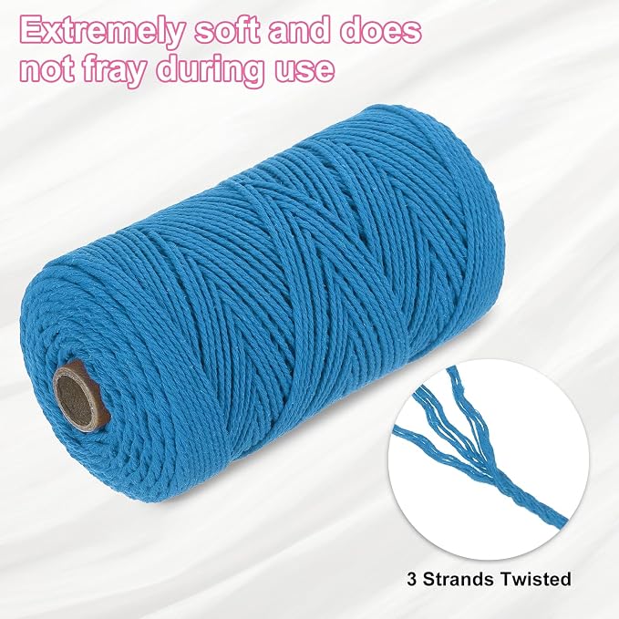 HARFINGTON Natural Macrame Cord 2mm x 220 Yards 3 Strand Twisted Cotton Macrame - Image 3