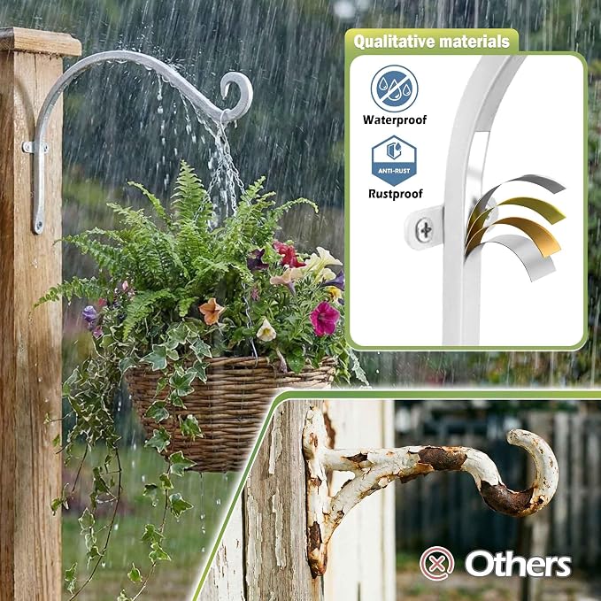 Hanging Plant Brackets Outdoor: 50lbs Weight Capacity - Image 4