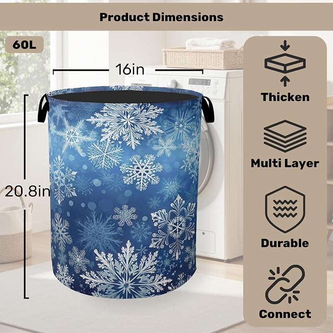 Winter Snowflakes Large Clothes Hamper Bag - Image 2