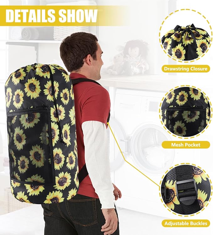Laundry Bag Backpack, Dirty Clothes Travel Bag - Image 2