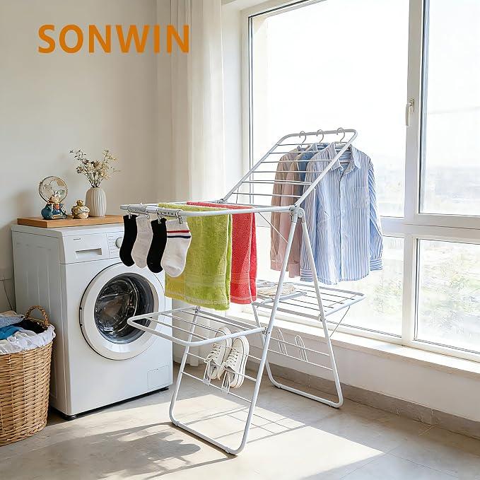 Clothes Drying Rack, Foldable 2-Level Laundry Racks - Image 5