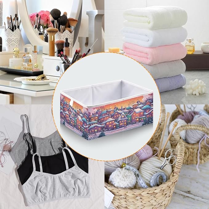 senya Large Storage Bins Christmas Town Collapsible Foldable Storage Cubes - Image 5
