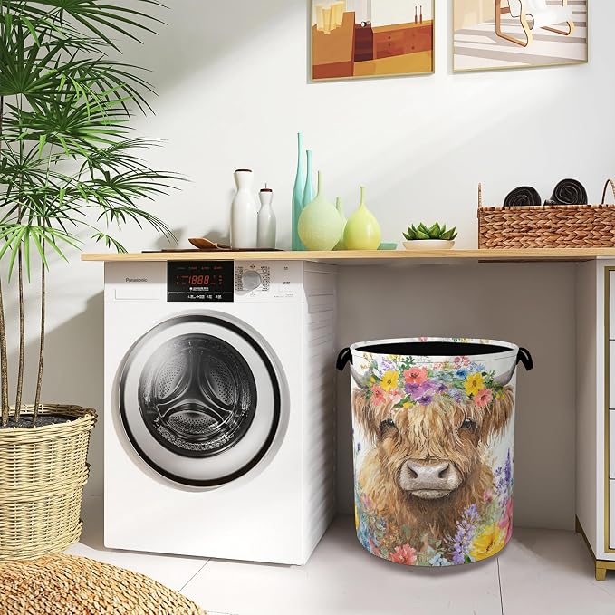 Hightland Cow Laundry Basket, Oxford Cloth Laundry Hamper - Image 8