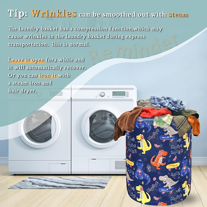 Funny Dinosaur Laundry Basket Foldable Oxford Cloth Colorful Laundry Hamper - Image 6