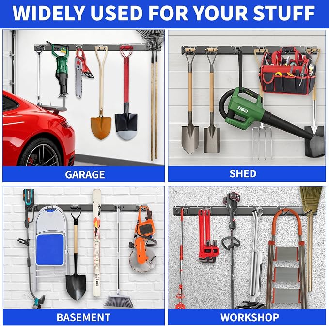 Tool Organizer Wall Mount, 32inch Heavy Duty Garden Tool organizer Storage - Image 4