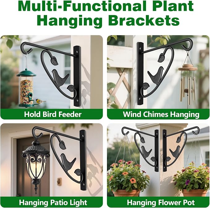 AMAGABELI GARDEN & HOME 2 Pack Hanging Brackets Plant Hanger Outdoor 12inch - Image 6