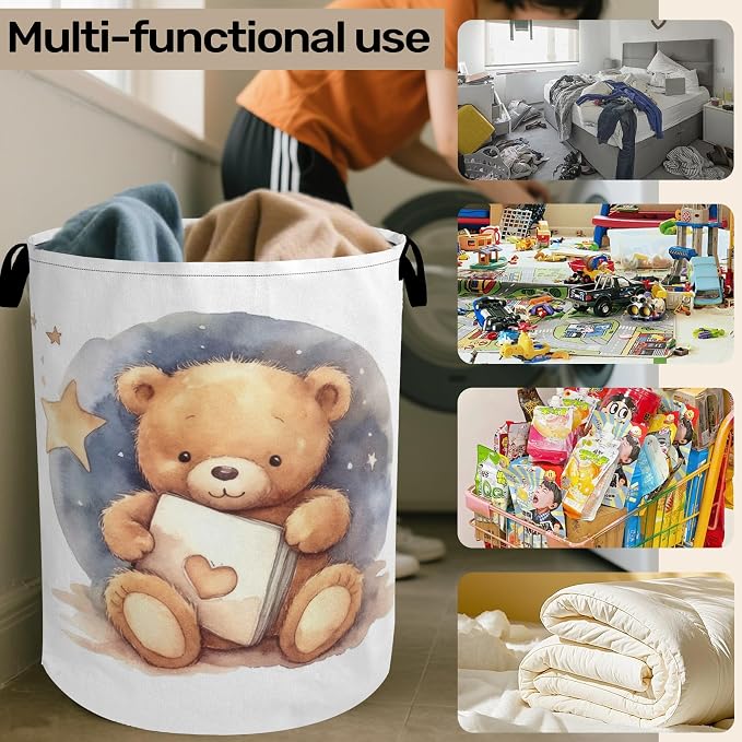 Cute Bear Good Night Foldable Canvas Laundry Basket - Image 6