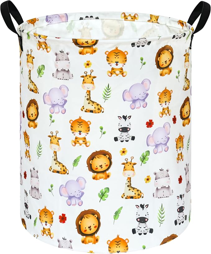 KUNRO Round Tiger Animals Laundry Gift Basket Storage Hamper, Clothes Storage by KUNRO