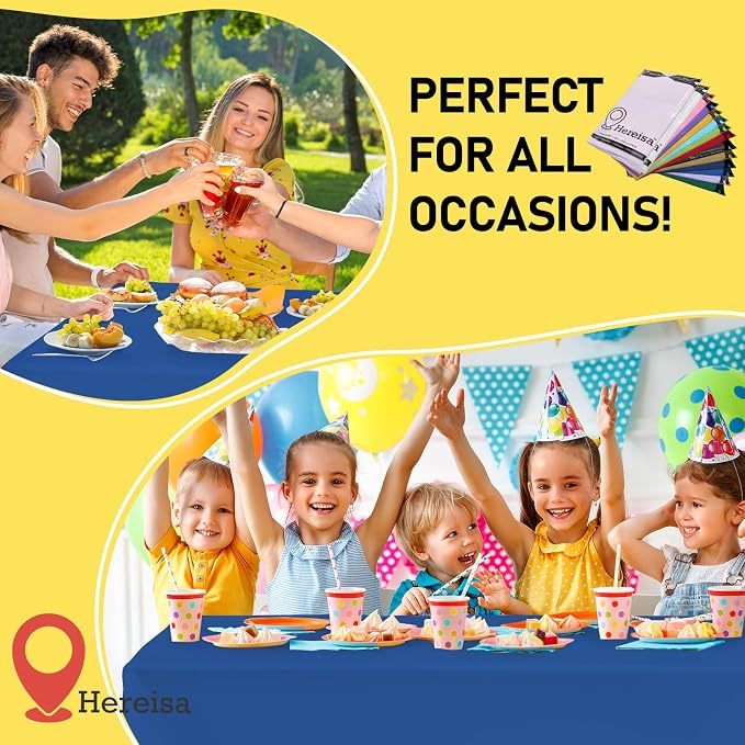 Royal Blue 6 Pack Plastic Table Cloth 54" x 108", Disposable Tablecloths - Image 5