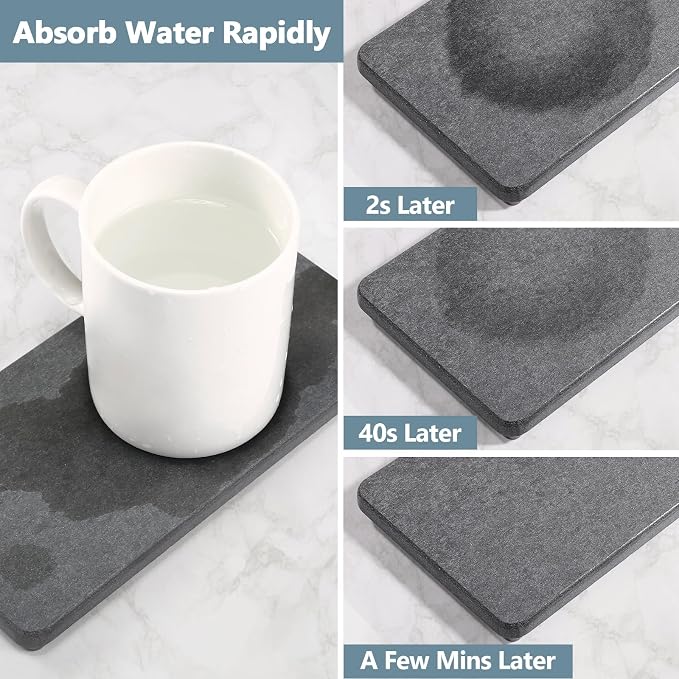 Bathroom Sink Vanity Trays, Water Absorbing Diatomite Drying Stone Soap Tray - Image 2