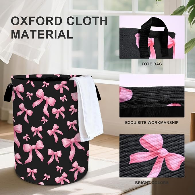 Bow Laundry Basket Storage Bin Foldable Laundry Hamper Clothes Storage Bucket - Image 3