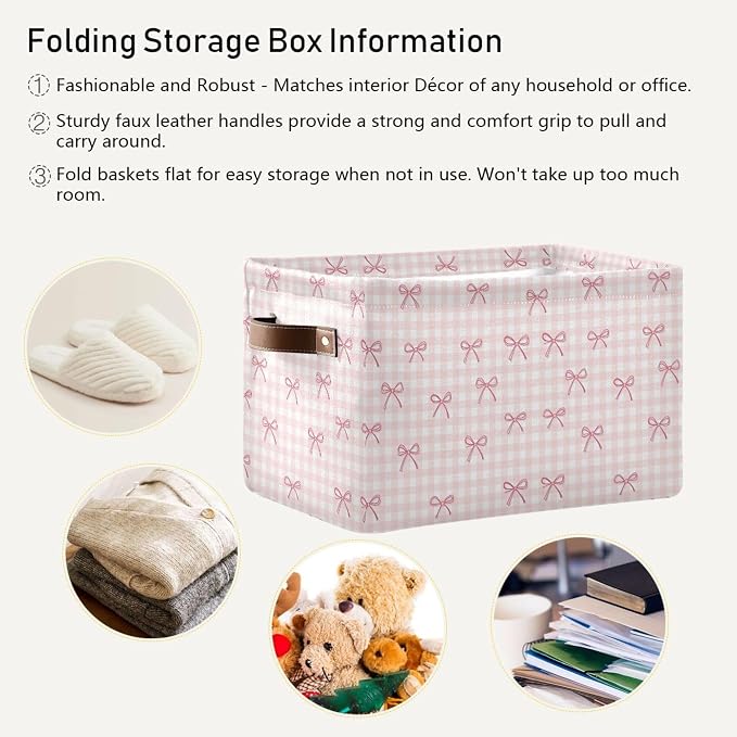 Wamika Pink Cherry Bow Storage Basket - Image 4