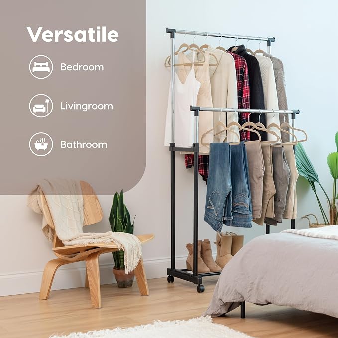 IRIS USA Clothes Rack, Portable Double-Rod Height Adjustable - Image 4