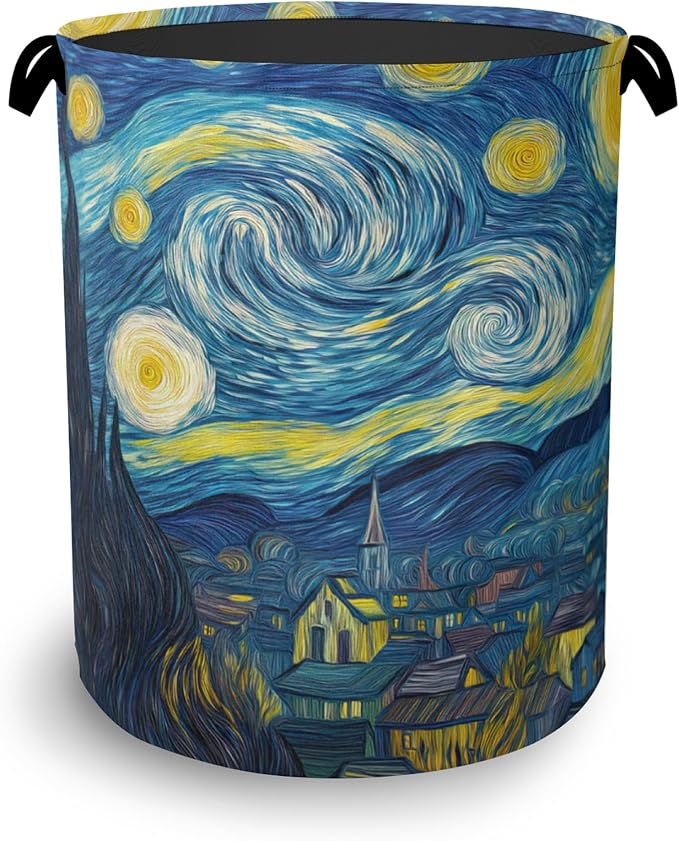 Starry Night Moon Laundry Basket, Village Oxford Cloth Laundry Hamper by Unknown