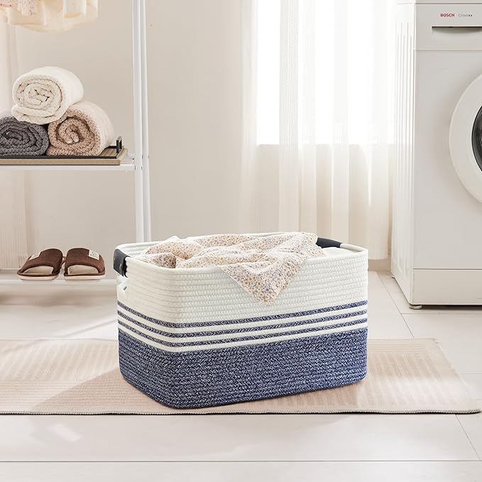 60L Large Laundry Basket with Leather Handles - Image 3