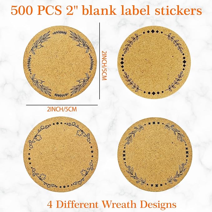 500Pcs 2 Inch Canning Jar Labels, Blank Kraft Stickers - Image 2