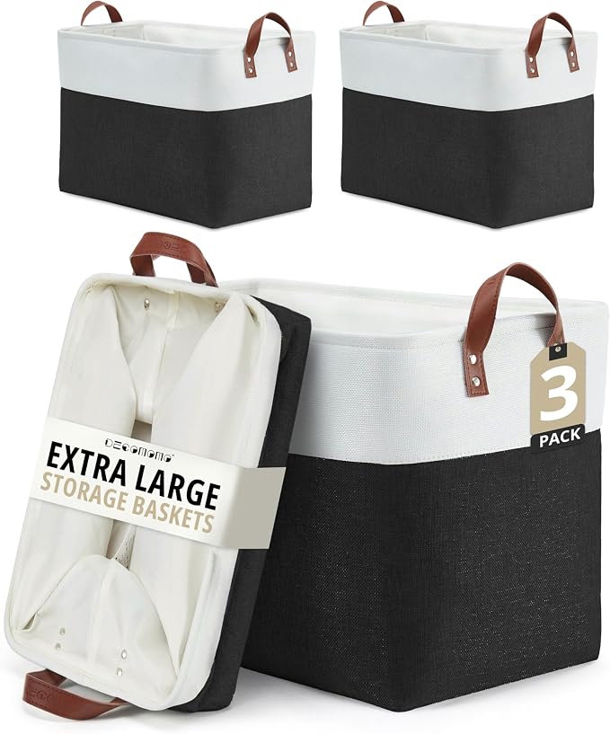 DECOMOMO Extra Large Storage Baskets, Fabric Storage Bins by DECOMOMO
