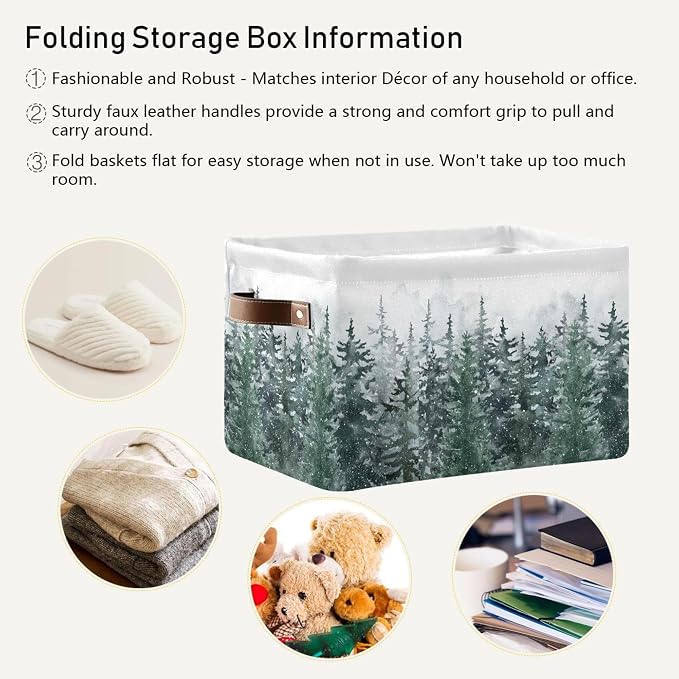 Winter Pine Forest Tree Storage Basket - Image 4
