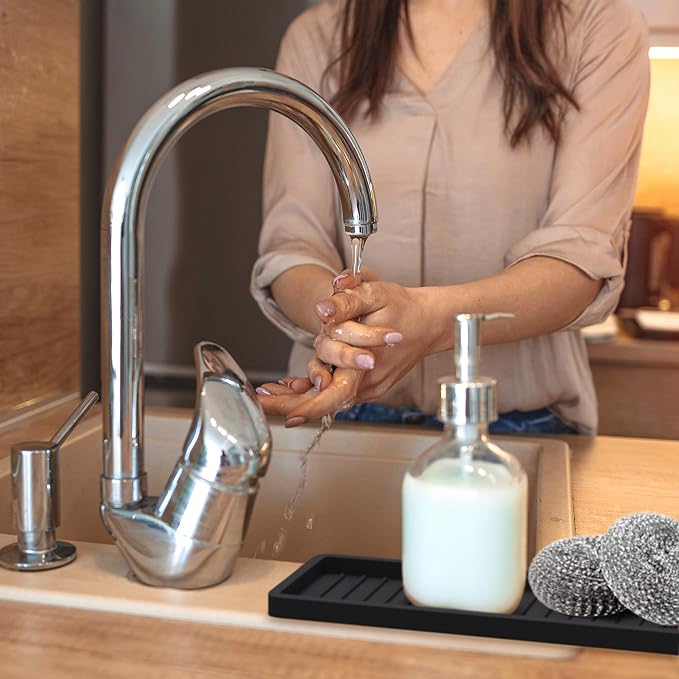 ZAPPOWARE Silicone Kitchen Sink Caddy Sponge Holder 12"x4.7", Soap Tray - Image 8