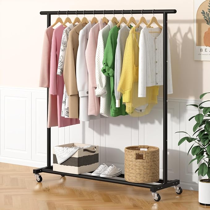 Buzowruil Metal Rolling Clothing Rack Adjustable Freestanding Garment Organizer - Image 3