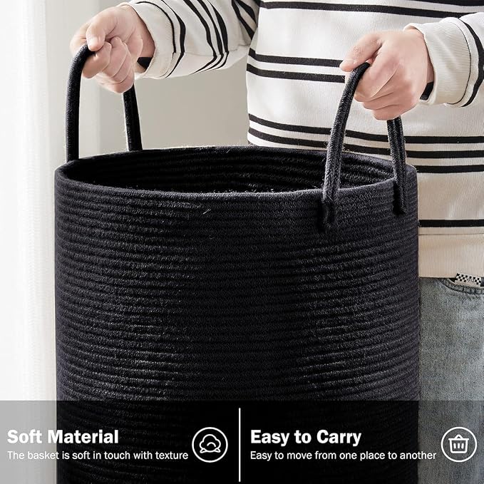 Large Natural Cotton Rope Laundry Hamper Basket - Image 6