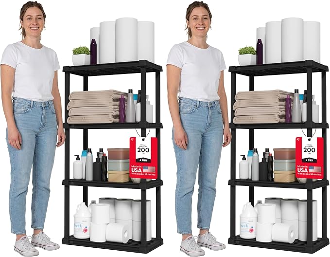 IRIS USA 4-Shelf Light Duty Plastic Storage Shelves, 200lb Capacity, Medium by Unknown