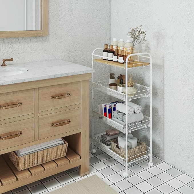 Sekey 4 Tier Rolling Cart Metal, Slim Storage Cart - Image 8