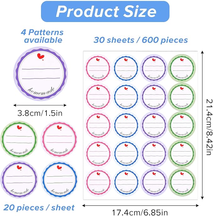 LXUEJEI 600Pcs Mason Jar Lid Labels, Removable Canning Label, Waterproof - Image 4
