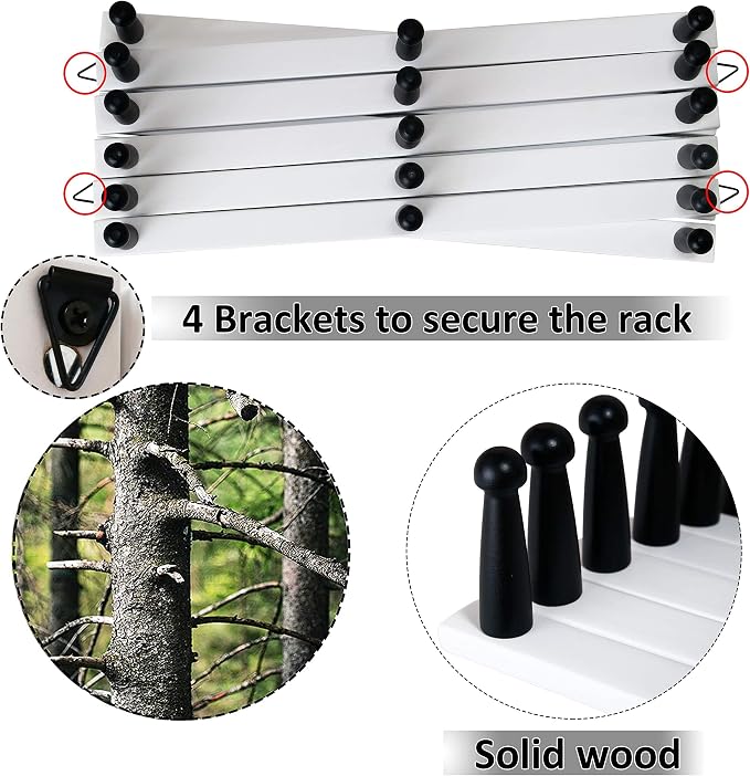 WEBI Accordion Wall Hanger, Expandable Wooden Hat Rack - Image 6