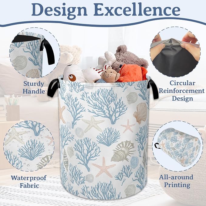 Starfish Coral Shells Laundry Hamper - Image 4