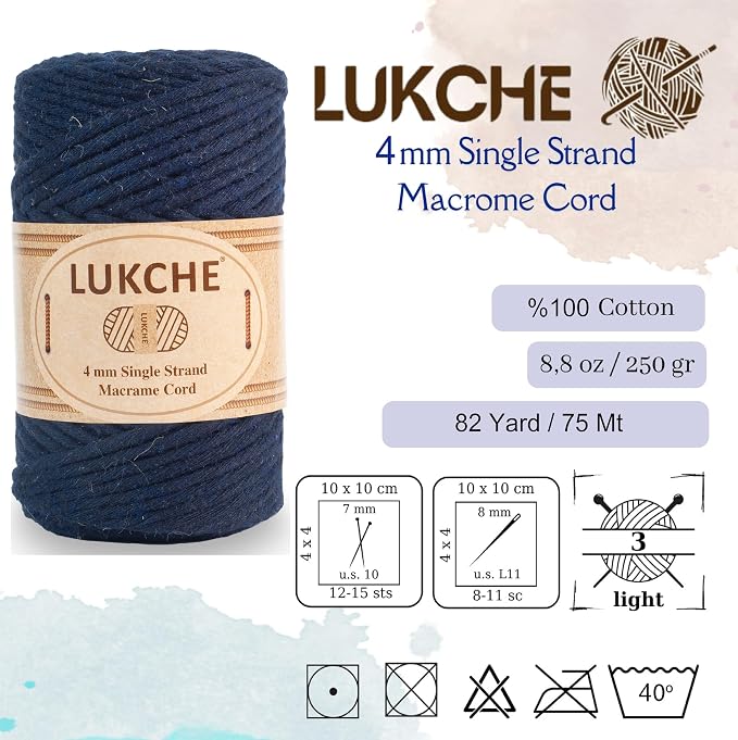 Single Strand Cotton Macrame Cord 4mm - Image 3