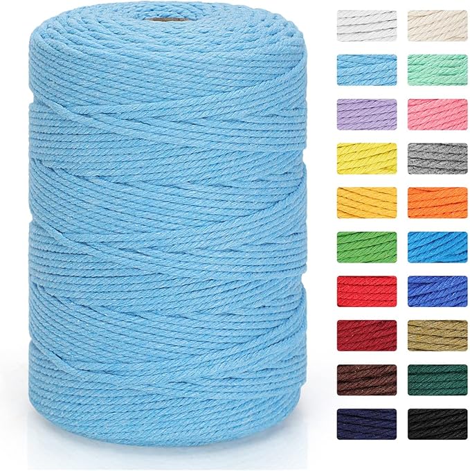 Macrame Cord 3mm x 328yd | 100% Natural Cotton Macrame Rope | 4 Strand Twisted by MacraBoho