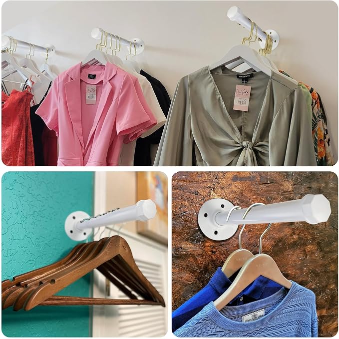6 PCS Industrial Pipe Clothes Bar 12 Inch - Image 5