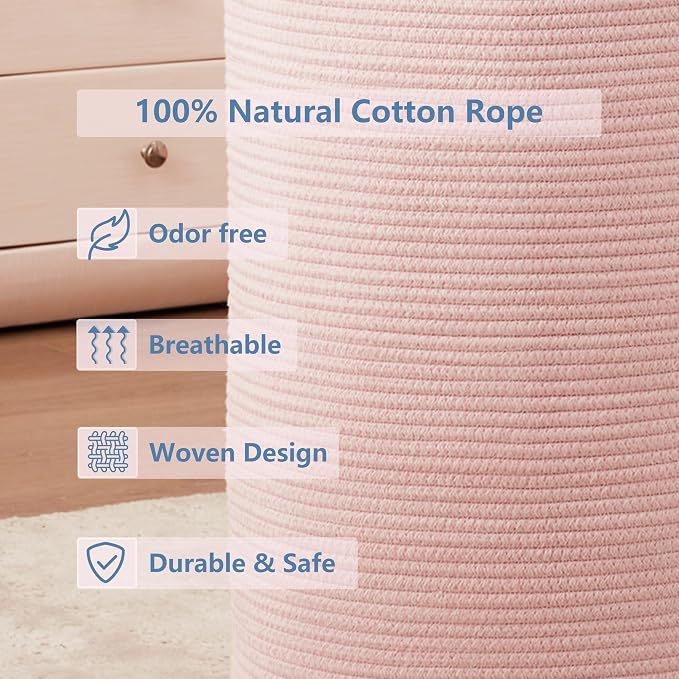 80L Extra Large Pink Hamper Laundry Basket - Image 8
