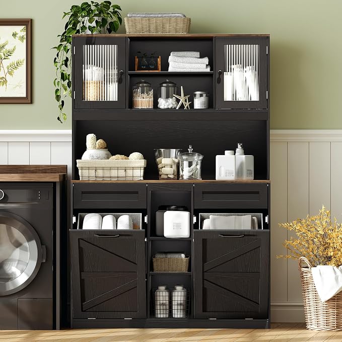 Tall Tilt-Out Double Laundry Hamper Cabinet by STHYTON
