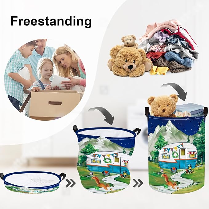 Night Camping Laundry Hamper Picnic Large Storage Basket Bonfire Collapsible - Image 3