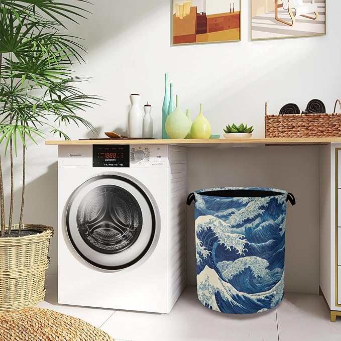 Ocean Wave Laundry Basket, Japanese Foldable Oxford Cloth Tote Bag Laundry - Image 8