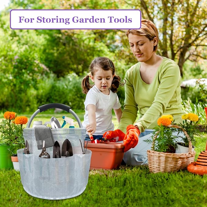 17L Portable Shower Caddy with Handle, Foldable Cleaning Supply Caddy in PVC - Image 5