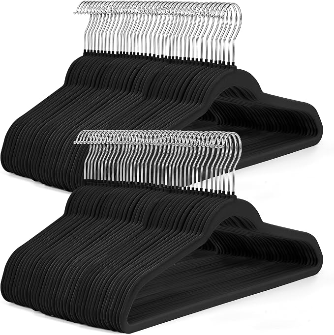 HOUSE DAY Premium Black Velvet Hangers 100 Pack by HOUSEDAY