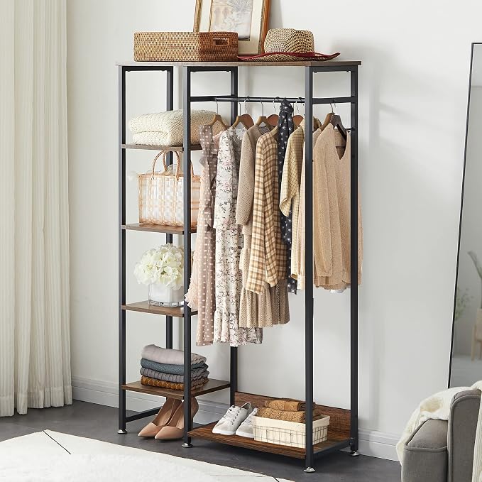 VECELO Open Garment Clothing Rack, Free-Standing Heavy Duty Storage Closet - Image 2