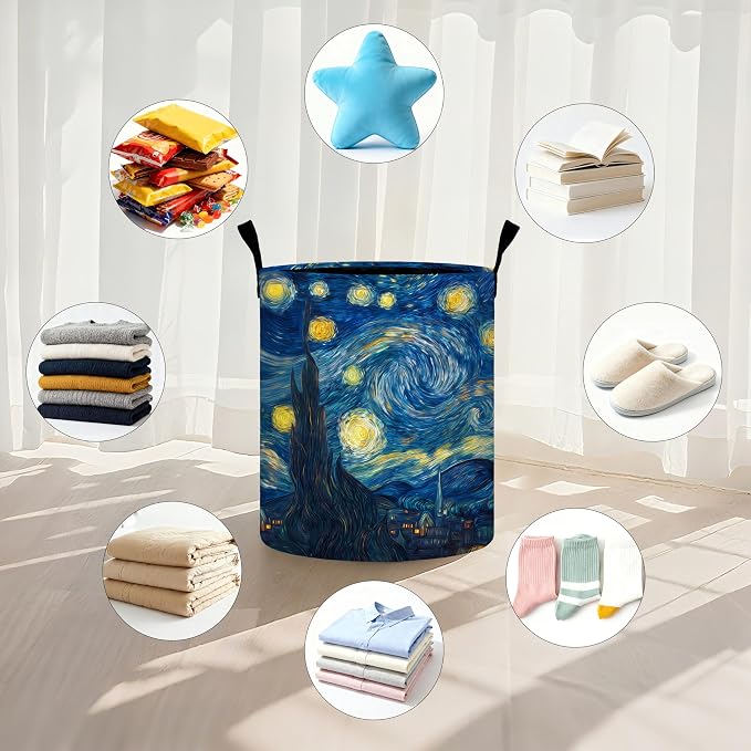 Starry Night Sky Laundry Basket Storage Bin Foldable Laundry Hamper Clothes - Image 5