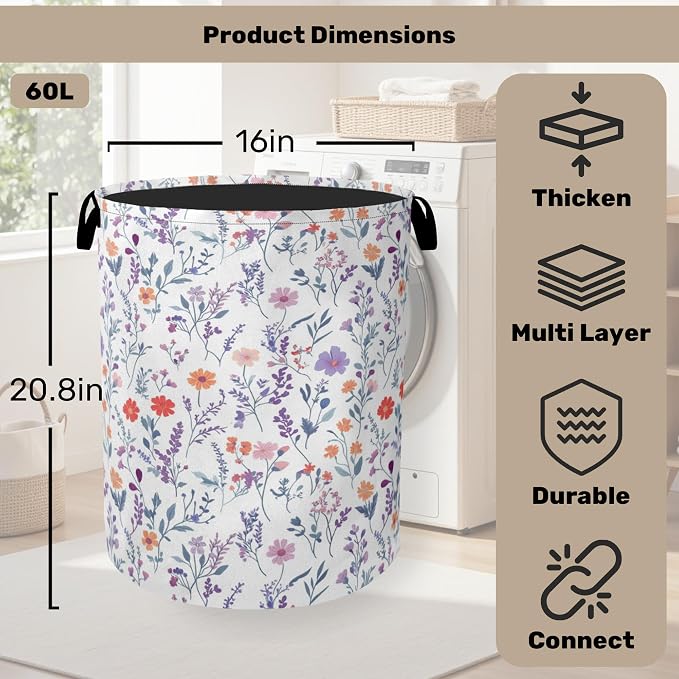 Spring Wildflowers Laundry Basket - Image 2