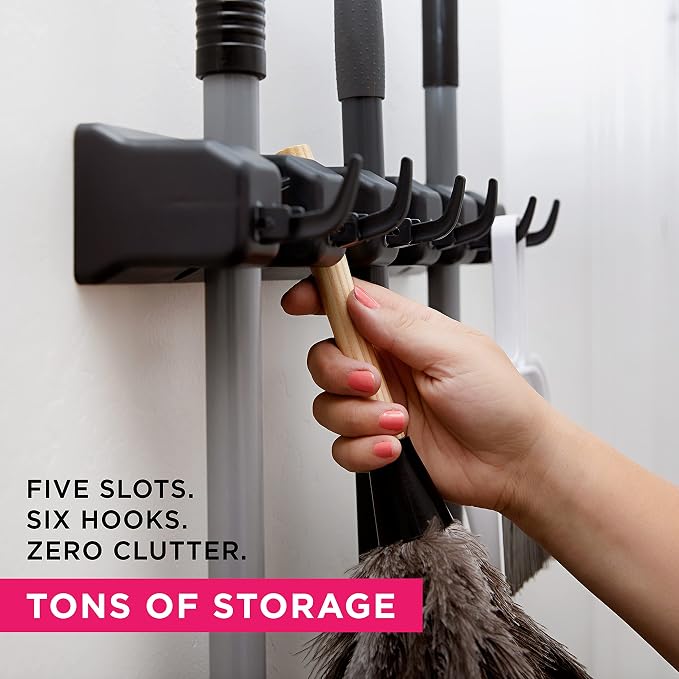 Berry Ave EXTRA GRIP Mop & Broom Holder Wall Mount – Wall Hanging Organizer - Image 2