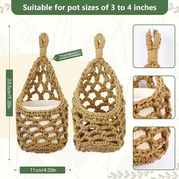 Macrame Wall Plant Hanger, Hanging Planter Basket Holder, Wall Planters - Image 3