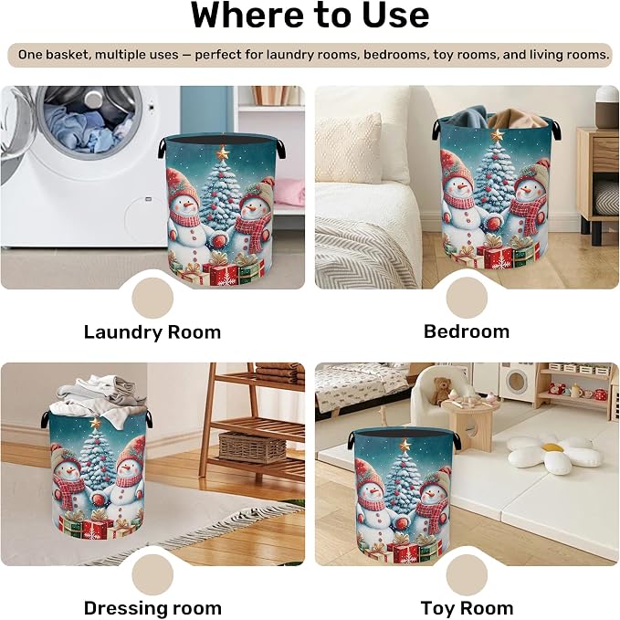 Cute Winter Snowman Laundry Basket - Image 4