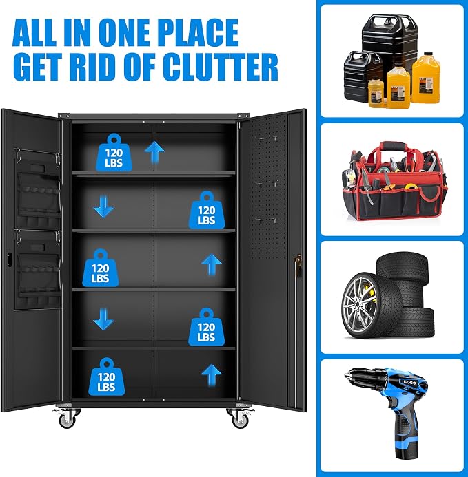 Extra Deep & Wide Metal Garage Storage Cabinet - Image 6